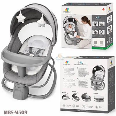 Mastela 4 in 1 Multifunctional Electric Baby Swing Bassinet with Dining Tray (Ash)18Kg