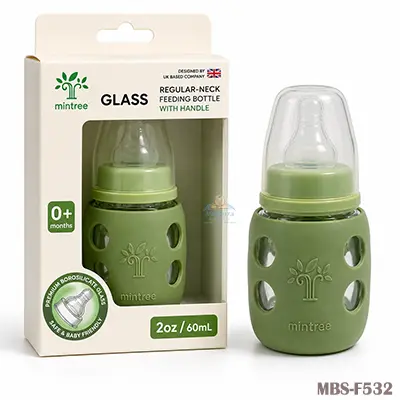 Minitree Slimneck Glass Feeding Bottle 0m+ (60ml) – Green