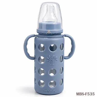 Minitree Slimneck Glass Feeding Bottle 6m+ 240ml – Purple