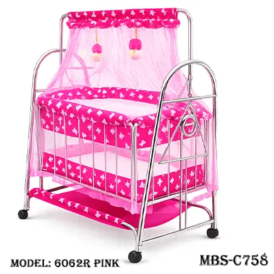 Soft, Safe & Stylish – Perfect Baby Cradle for Your Little Angel Pink (6062R SS)