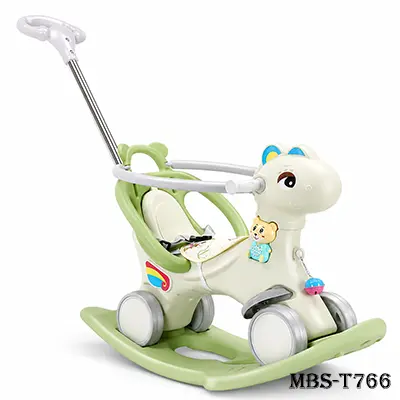 4-in-1 Rocking Horse for Toddlers | Unicorn Ride-On Balance Car & Stroller - Light Green