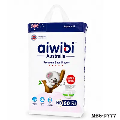 Aiwibi Australia Premium Baby Diaper Newborn Tape - Belt (0-5Kg, 60pcs)