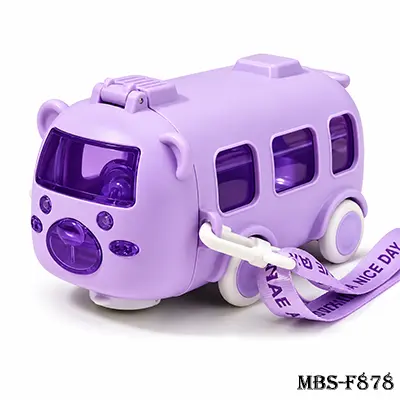 Baby Bus 500ML Kids Water Bottle with Straw – Large Capacity Portable Outdoor Drinking Cup (Purple)