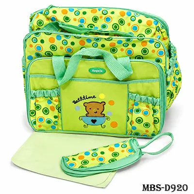 4-in-1 Baby Diaper Bag – Large Diaper & Accessories Bag with Handbag, Mat & Feeder Cover | Green