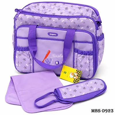 4-in-1 Baby Diaper Bag – Large Diaper & Accessories Bag with Handbag, Mat & Feeder Cover | Purple