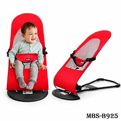 Baby Bouncer Chair – Adjustable Infant Bouncer Seat with Safety Harness | Red