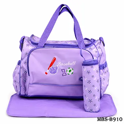 3-in-1 Baby Diaper & Accessories Bag – Large Size with Mat & Feeder Cover | Purple