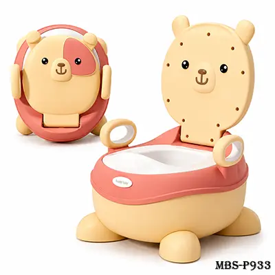 Baby Potty Training Toilet – Cute Bear-Shaped Kids Toilet Seat with Backrest | Pink