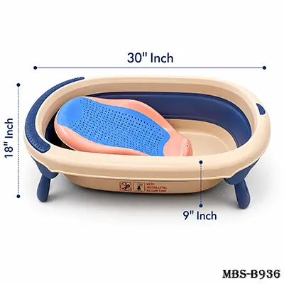 Rovco Baby Folding Bathtub – Portable Infant Bath Tub with Non-Slip Design | Orange