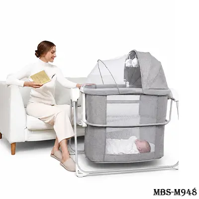 Mastela Deluxe 4-in-1 Baby Bassinet – Swing, Bedside Sleeper & Cozy Crib for Newborns (0–6 Months, Grey)