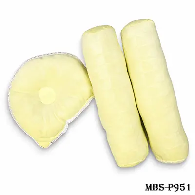 Baby Pillow Set 3Pcs – Soft Neck Support Pillow & Bolster Cushion for Newborns and Infants (Creamish Yellow)