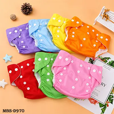 Reusable Baby Cloth Diaper Set – Washable Nappies, 4 Diapers + 4 Nappies for 3–15 kg