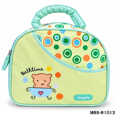 Small Baby Diaper Bag – Compact Baby Essentials Organizer with Carry Handle, Zipper Closure & Cute Bath Time Design, Lightweight Travel Bag for Newborns & Toddlers – Green