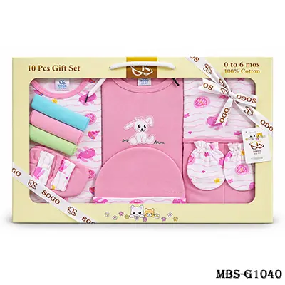 Newborn Baby Gift Set 10Pcs – 100% Cotton Baby Clothes Set for 0–6 Months