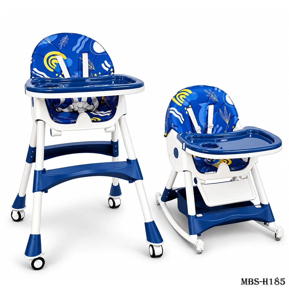 6-in-1 Multifunctional Baby Feeding Chair-8131(Graffiti Perth Blue)